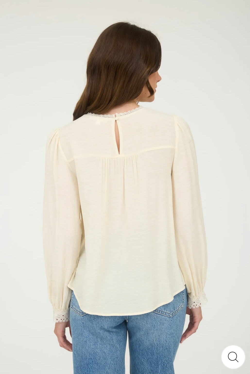 TB8969 LACE DETAIL ROUND NECK LONG SLEEVE BLOUSE