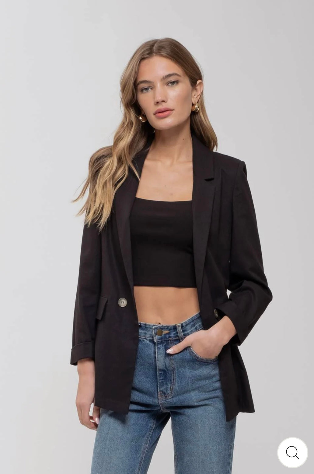 TW1467 CUFF SLEEVE COLLARED BLAZER