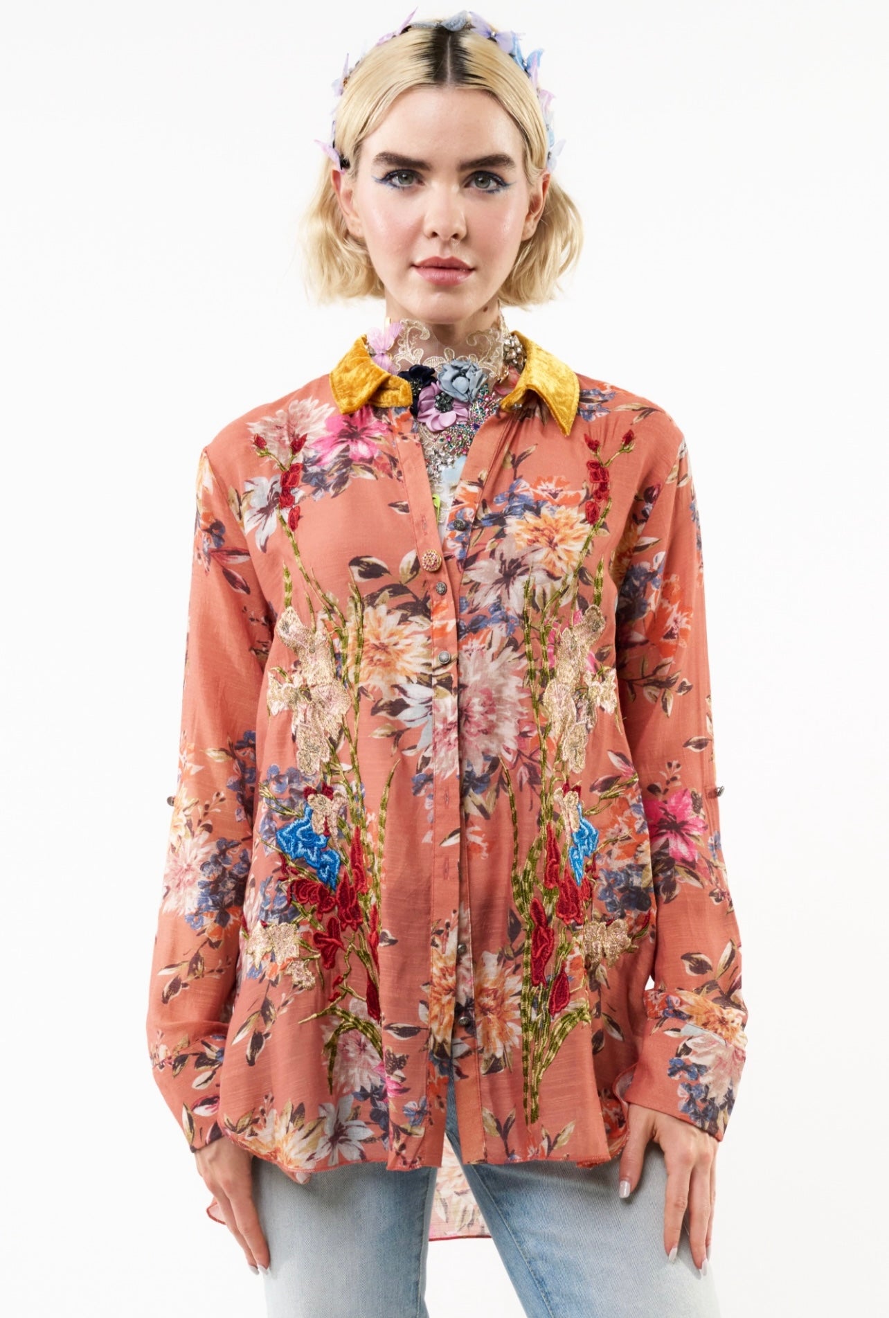 Aratta-Gardenia Embroidered Shirt