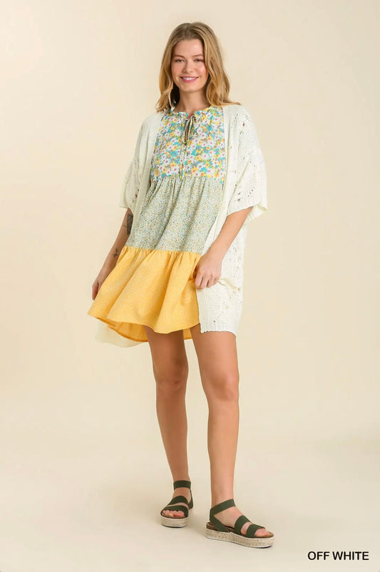 K6577 Off-White Crochet Knit Duster