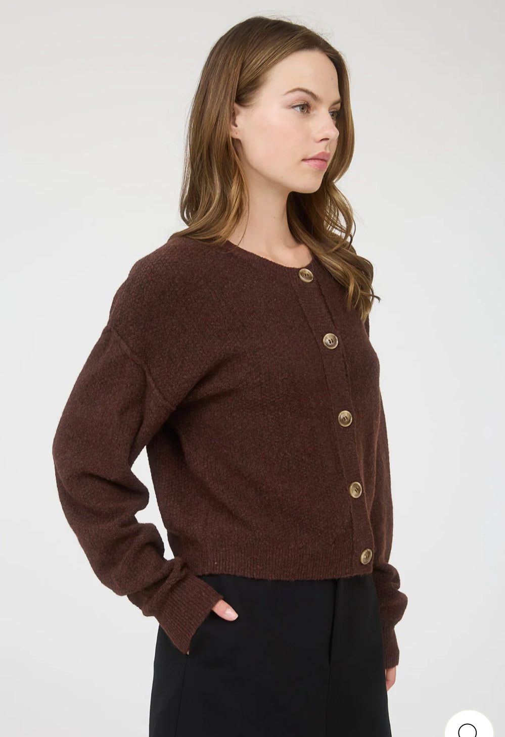 TW1982 RIBBED TRIM BUTTON DOWN LONG SLEEVE KNIT CARDIGAN