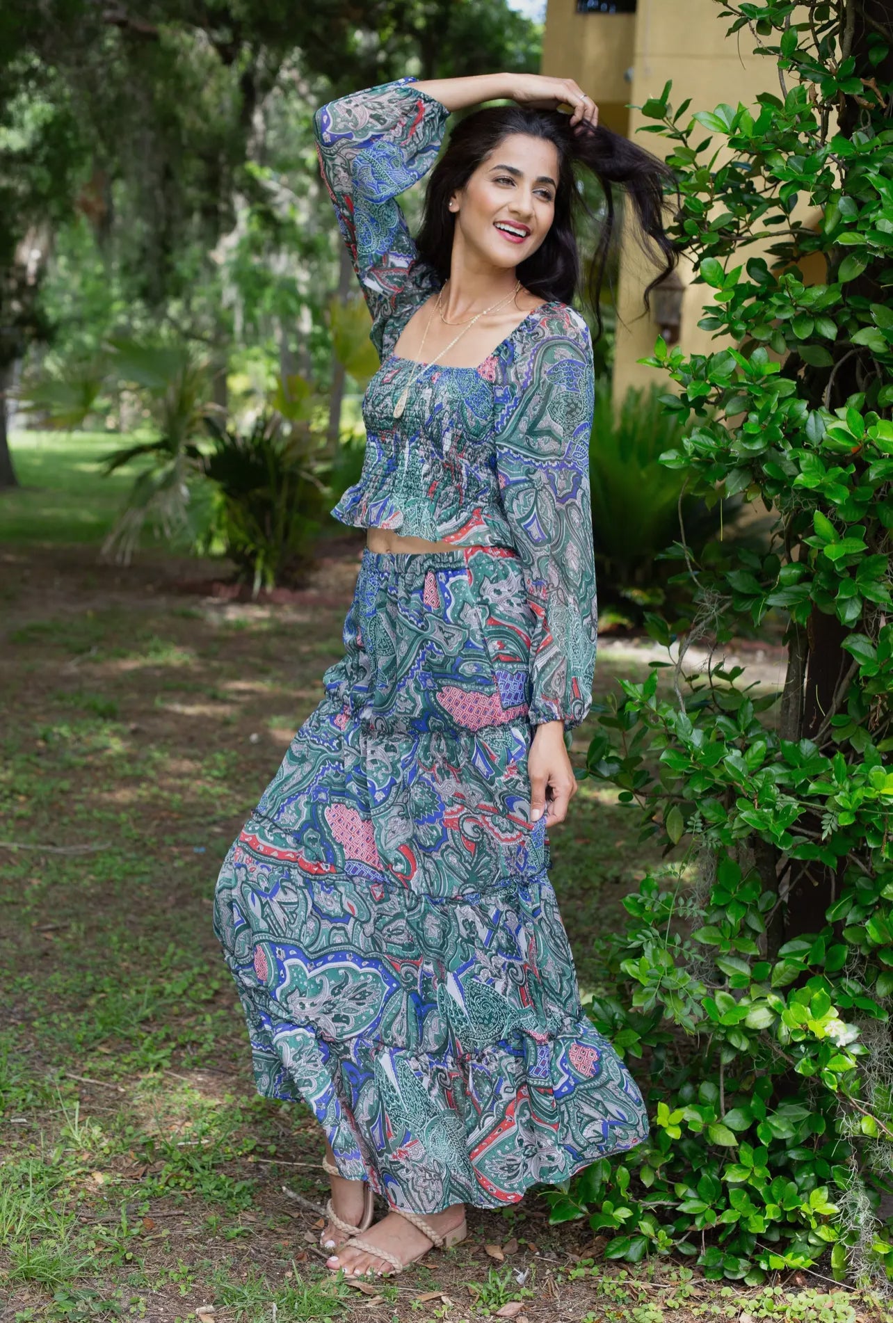 224698/2 Imperial Chiffon Boho Paisley Maxi Skirt