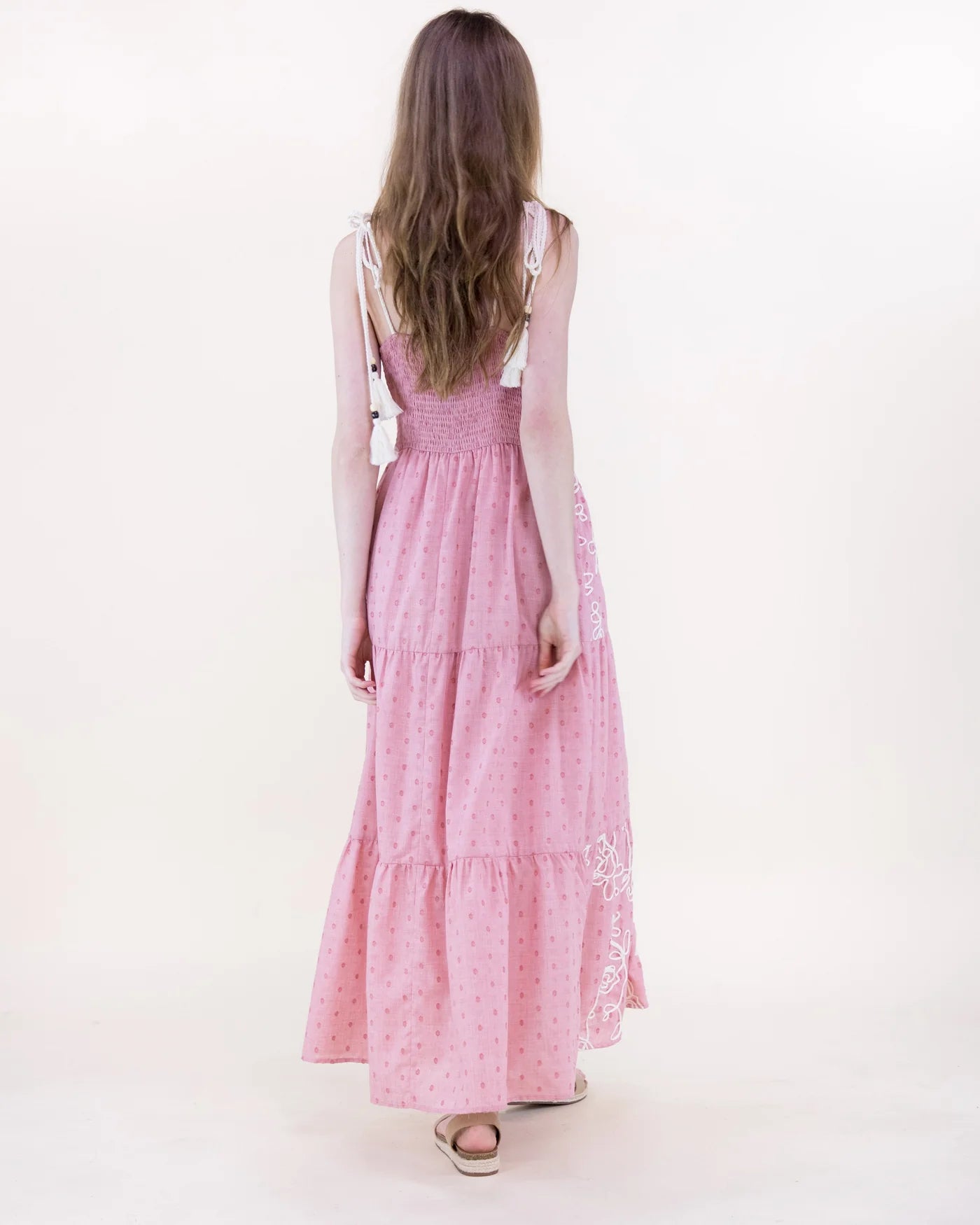 FT85277 Desert Marigold Embroidered Tiered Maxi Dress