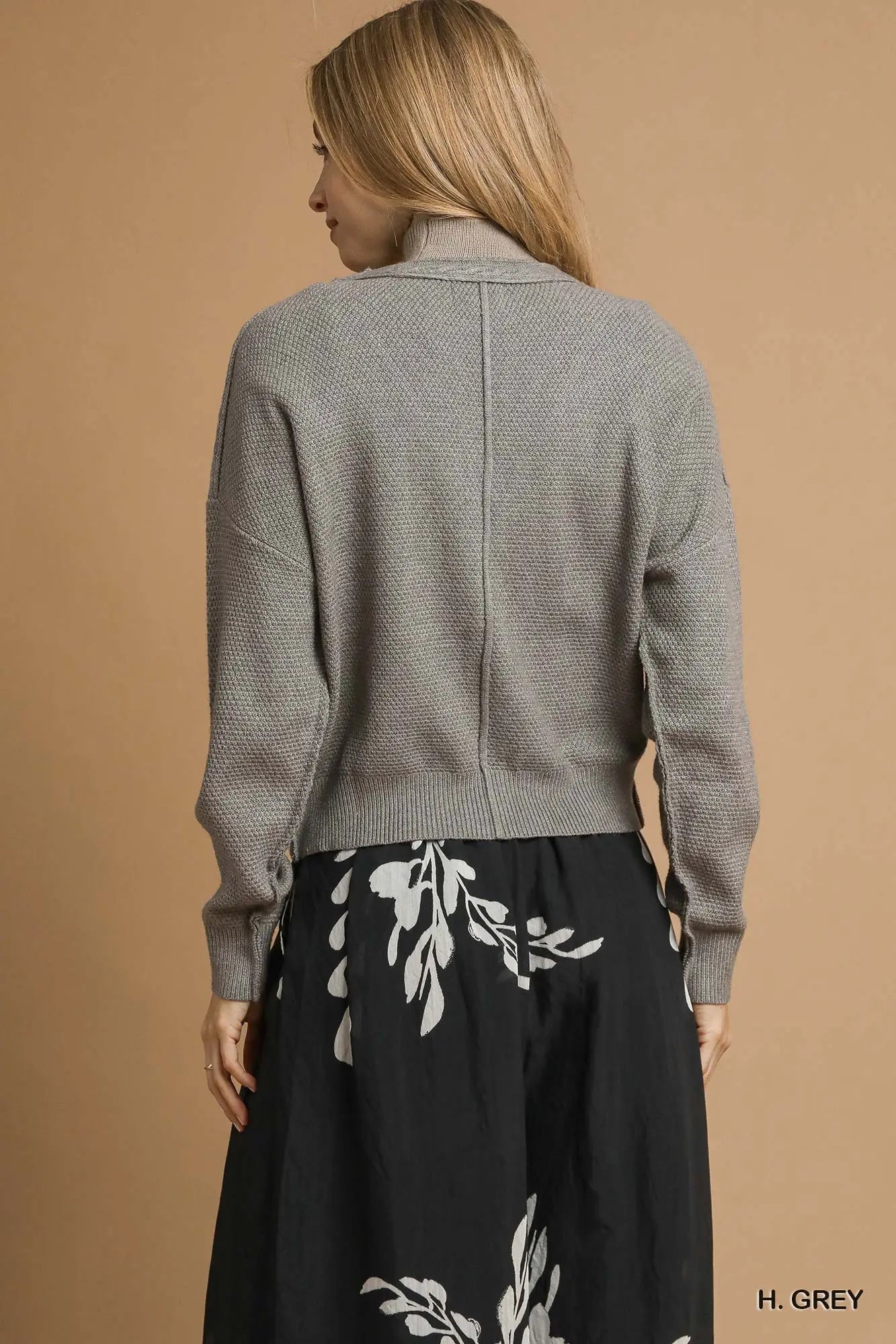 CS5325 Chunky Cable Knit Button Front Cardigan