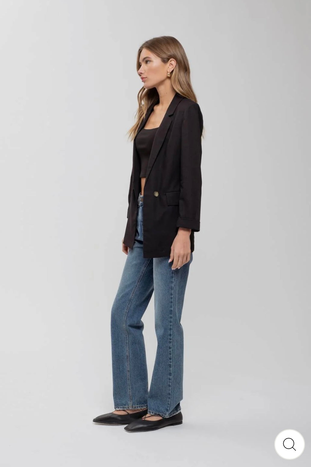 TW1467 CUFF SLEEVE COLLARED BLAZER