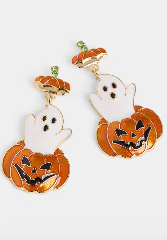 2535362A Pumpkin Ghost Earring