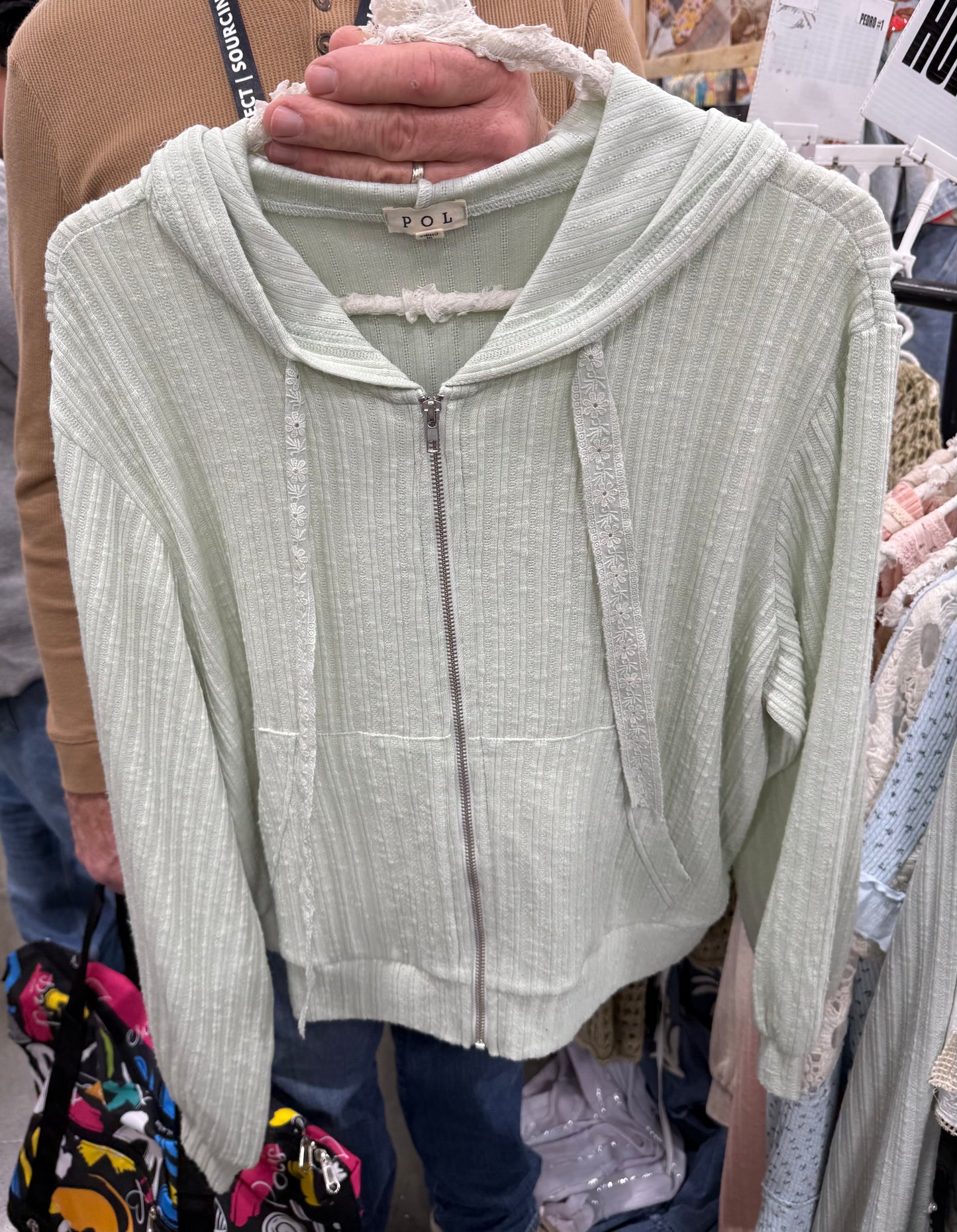 YKT1735M Mint Hooded Zip Up Jacket