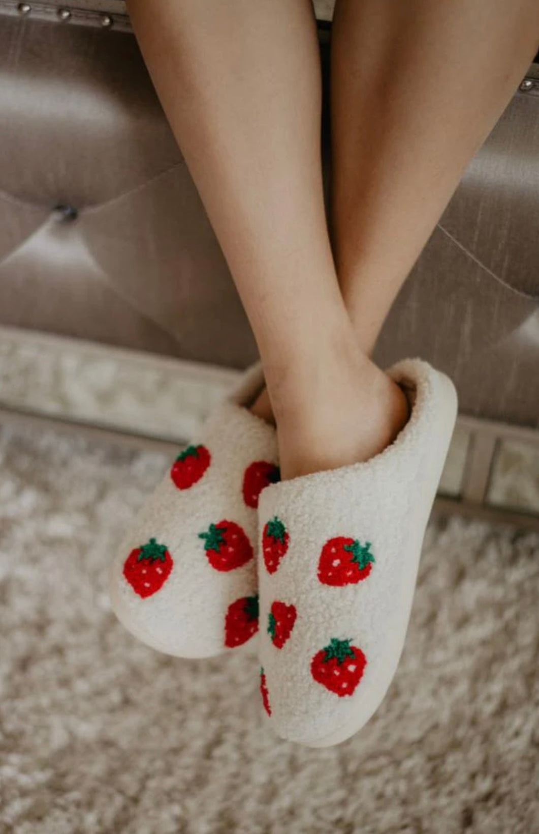 White Strawberry Slippers
