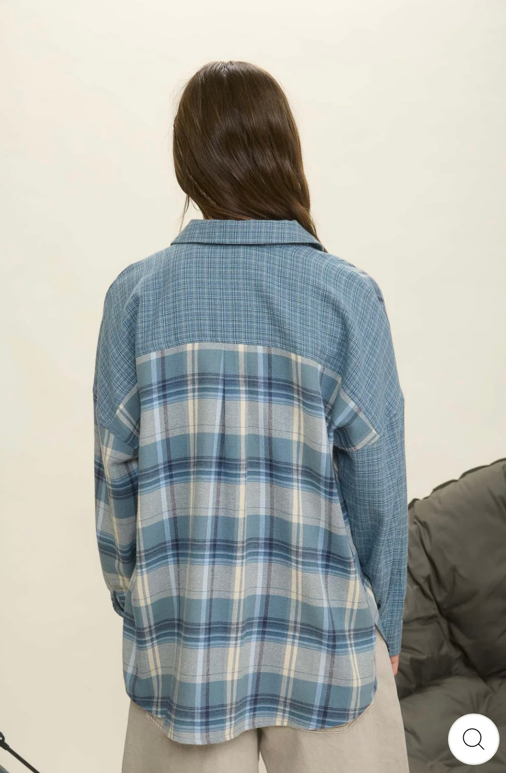 J5ST1038 COLORBLOCK PLAID LONG SLEEVE BUTTON DOWN SHIRT