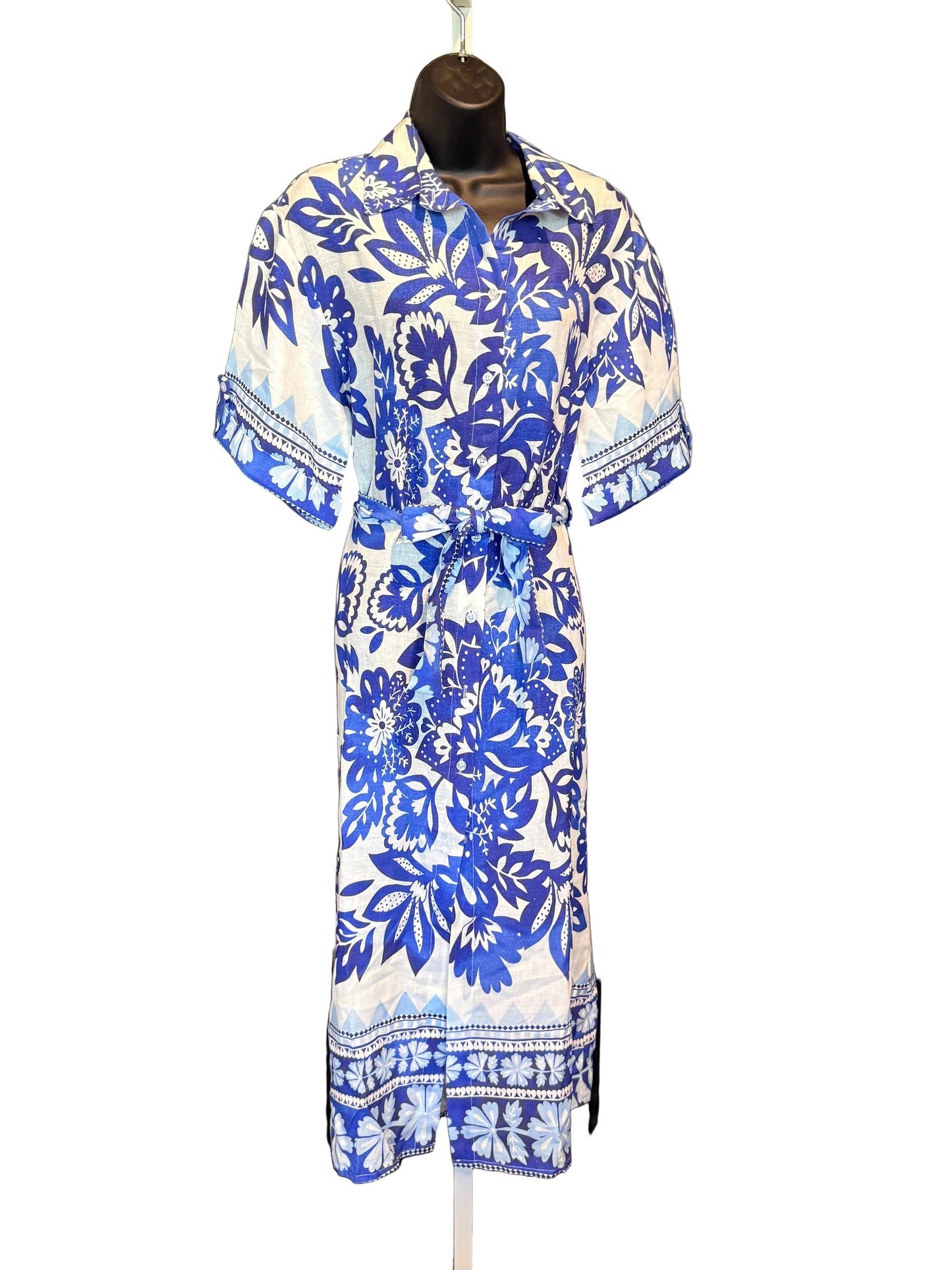 77201L030 Lily Floral Print Button Down Dress