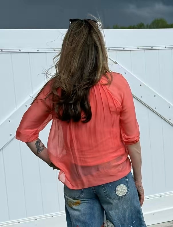 N2R02 Silk Overlay 3/4 Sleeve Top