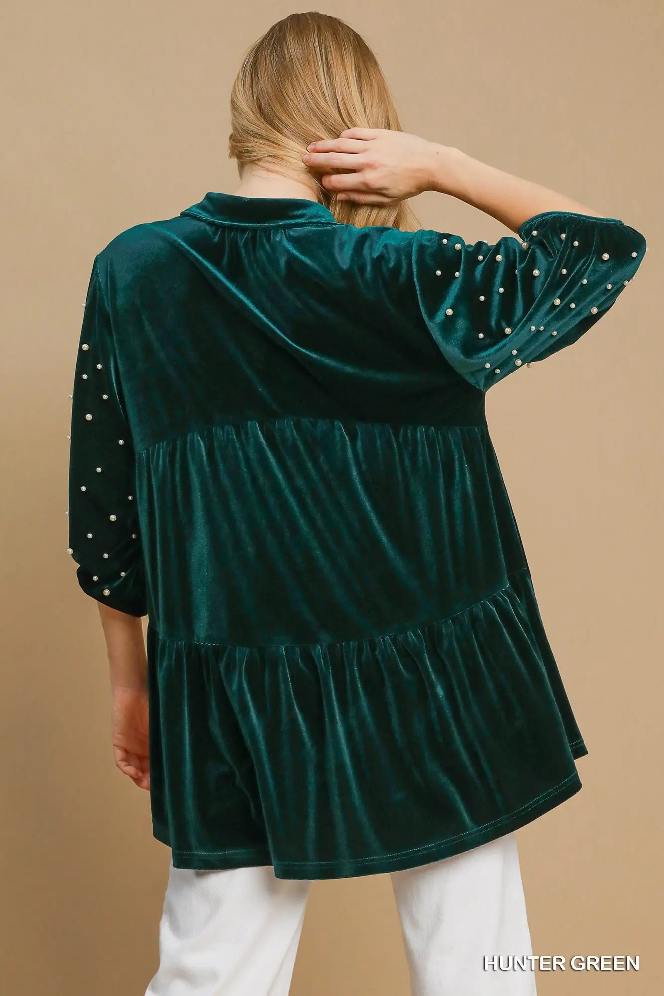 K8979 Velvet Tiered Tunic Dress