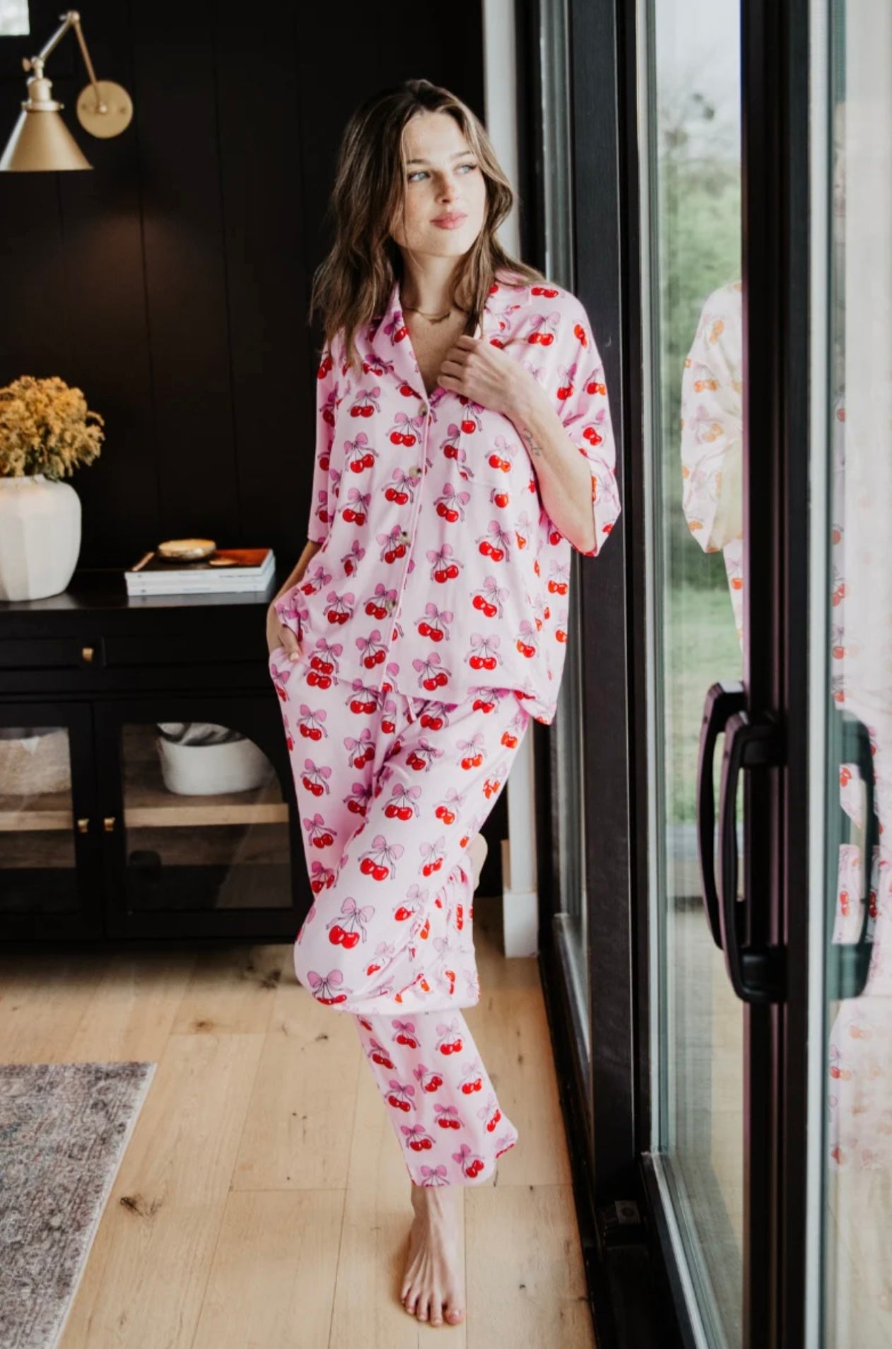 Cherry Bow Repeat Pajama Pants Set