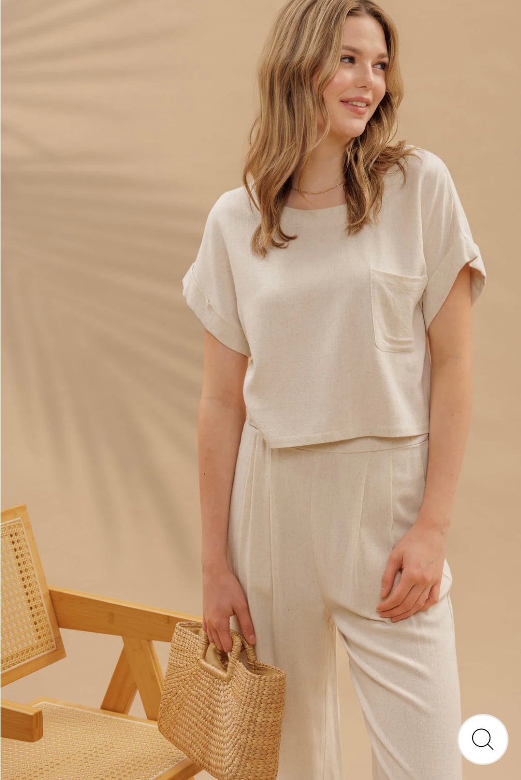 B4SX1009-B LINEN BLEND LINED PANTS