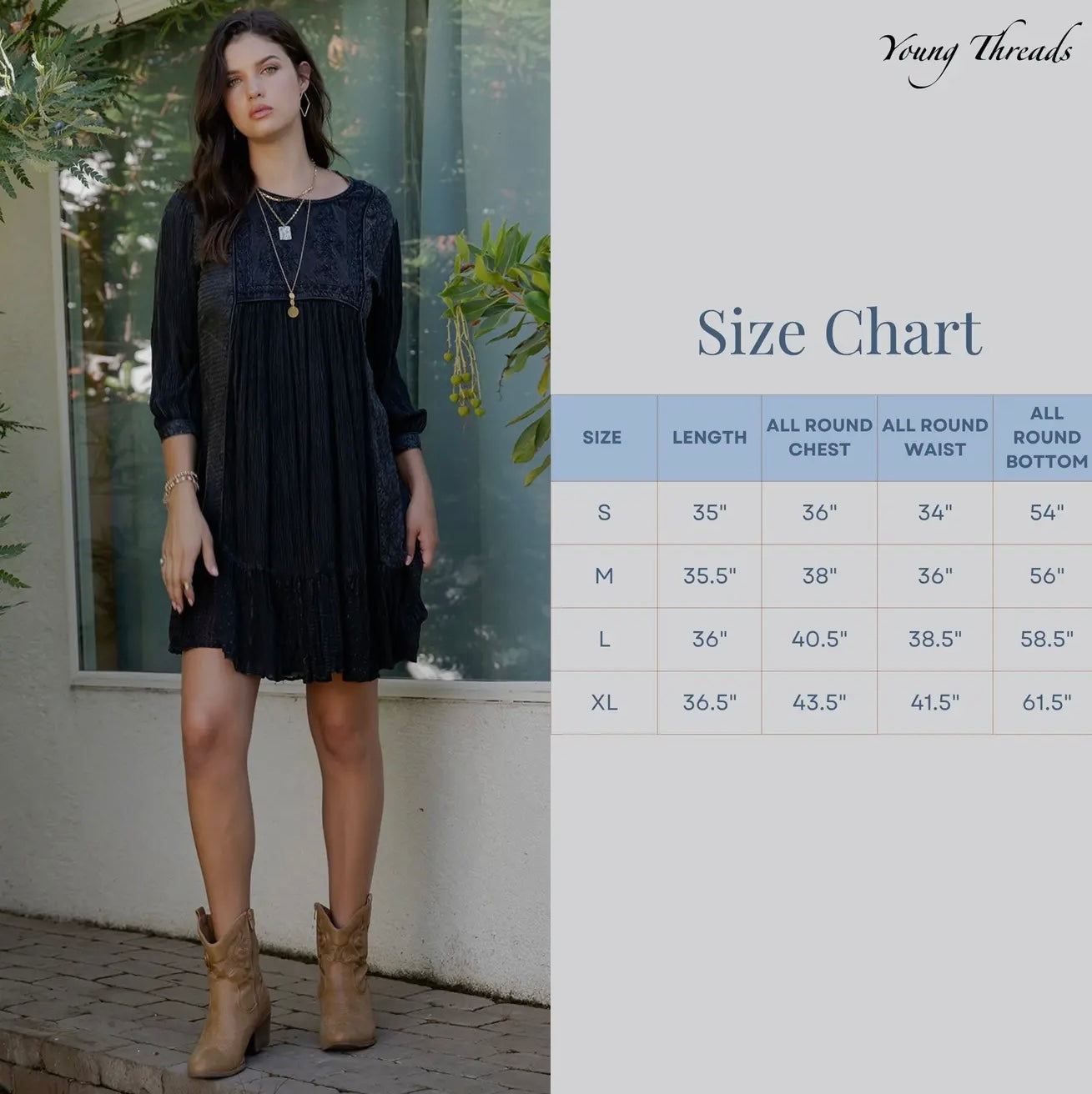 DR44686 Boho Short Dress with Artisan Embroidery