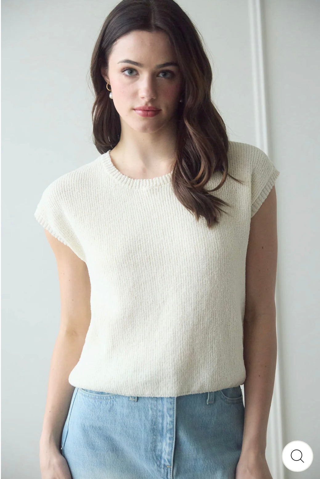 CR2591 BACK SHEER TIE SHORT SLEEVE KNIT SWEATER