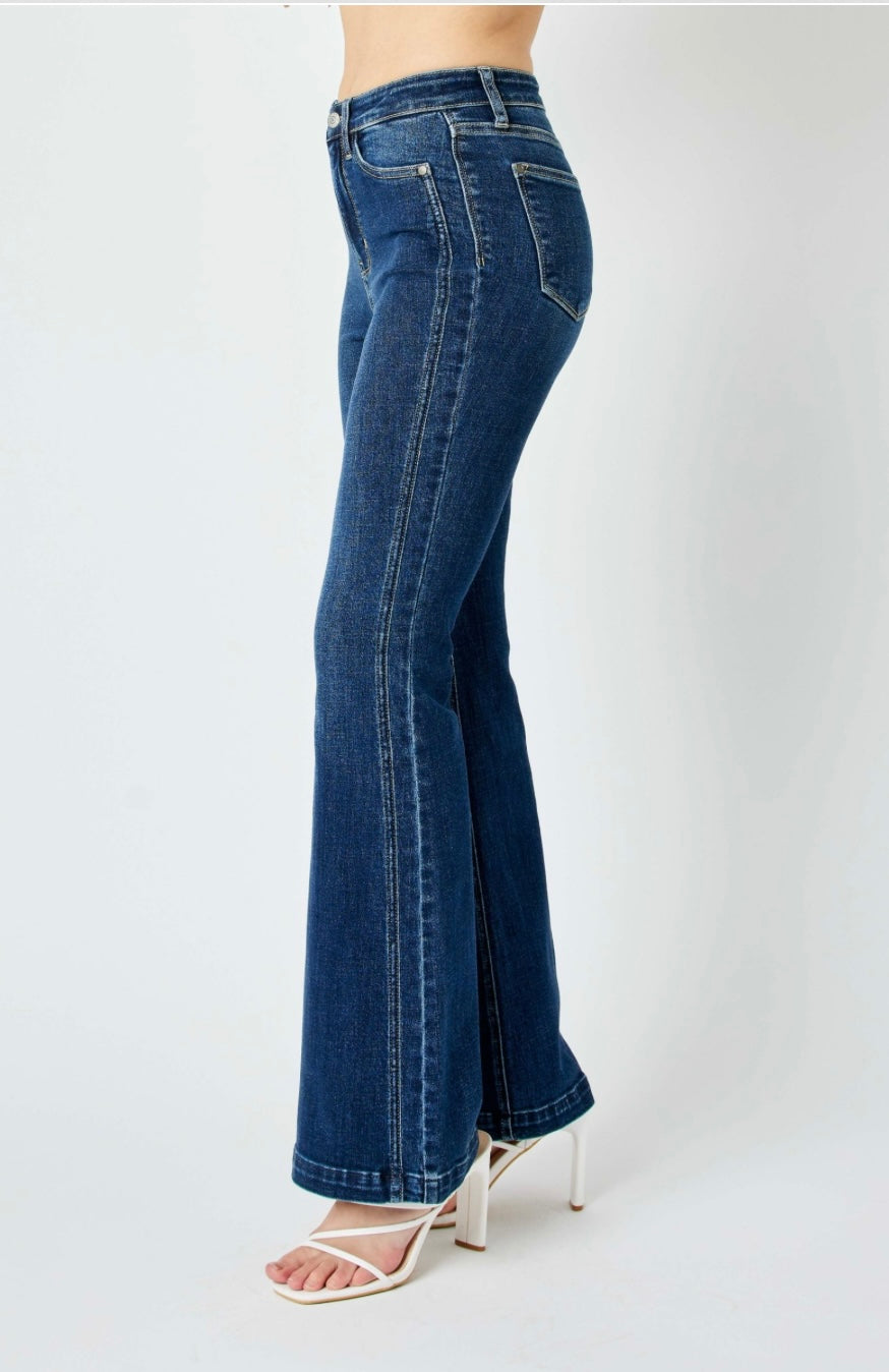 82538REG JUDY BLUE Kelly High Rise Angled Side Seam Flare Jeans