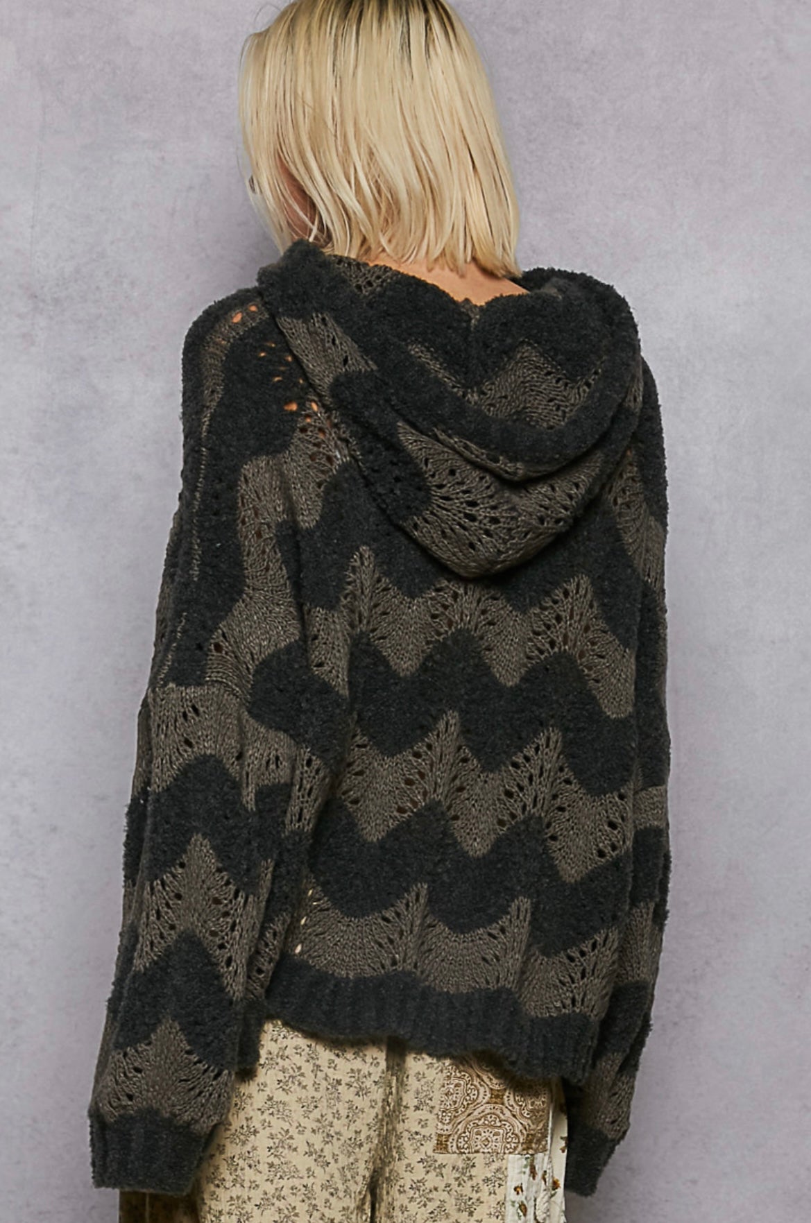 UST377 Boho Chevron Knit Hoodie