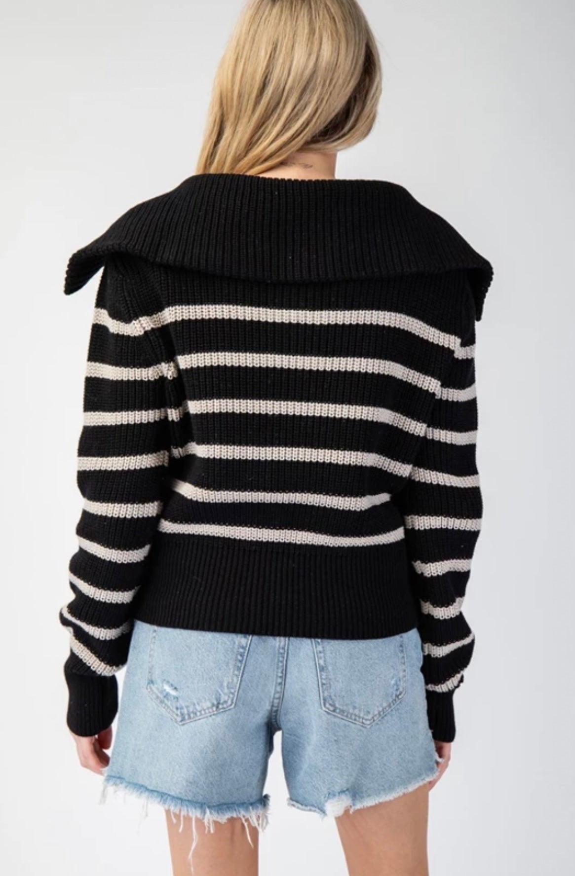SK11284 Striped Long Sleeve Sweater Pullover