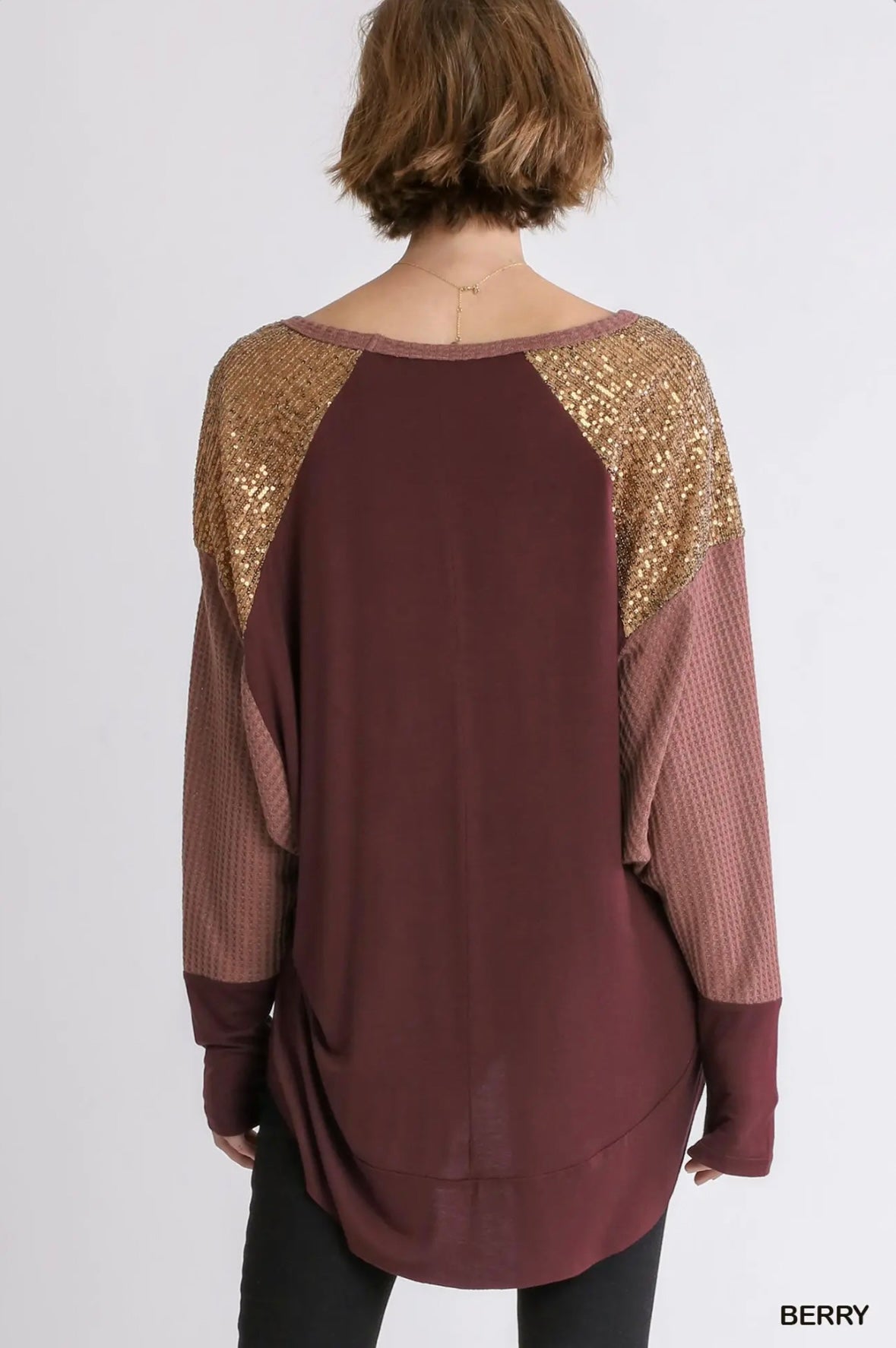 A6765 Dolman Long Sleeve Waffle Knit Top