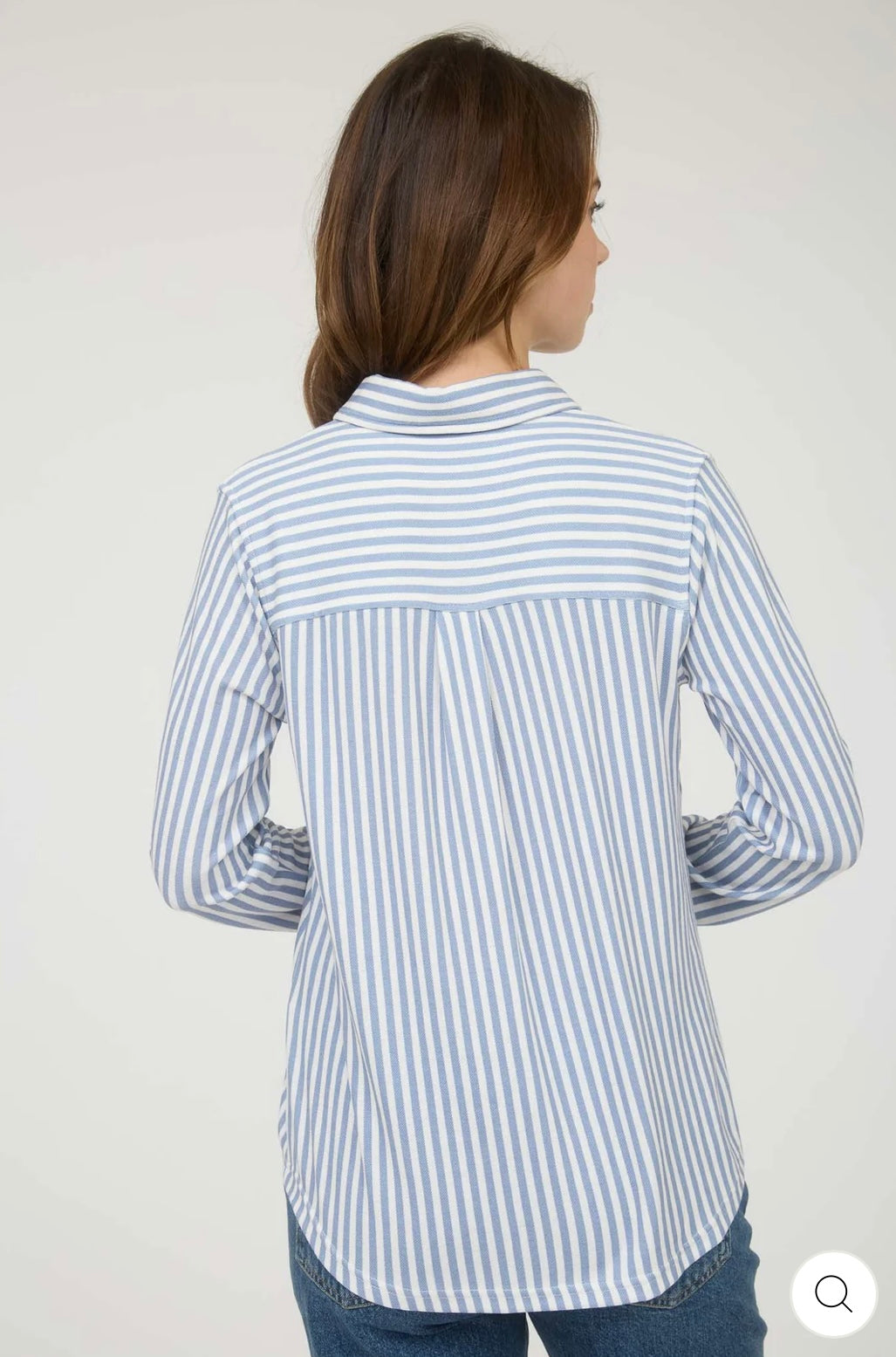 CR2377 STRIPE COLLARED LONG SLEEVE BUTTON DOWN SHIRT
