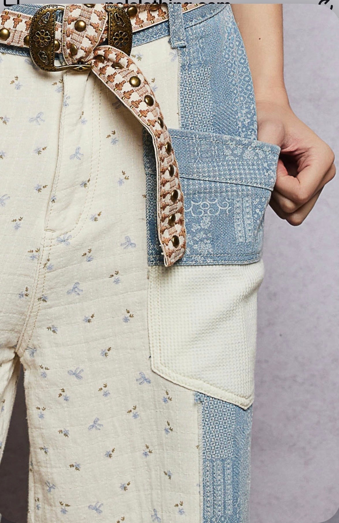 GWP124 Denim Multi Big Pocket Patchwork Jeans