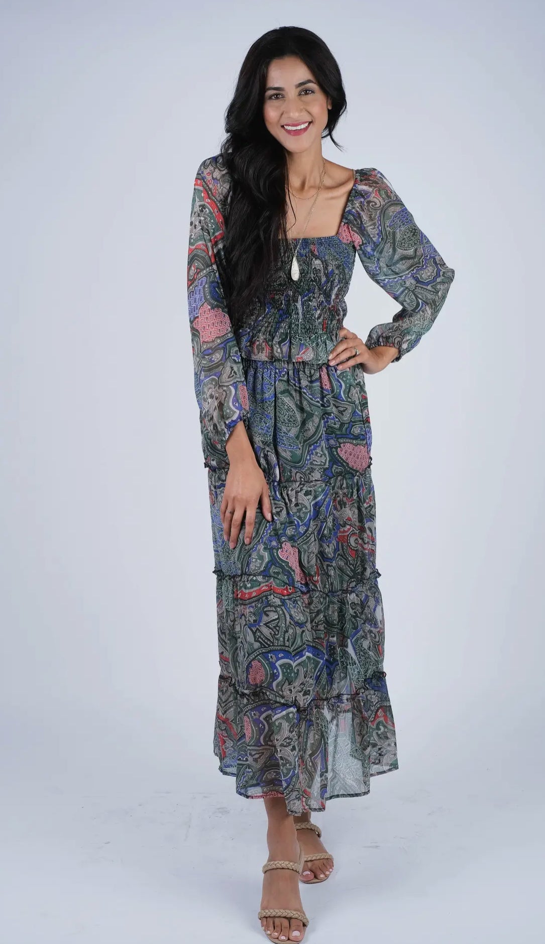 224698/2 Imperial Chiffon Boho Paisley Maxi Skirt