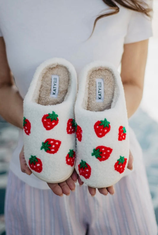 White Strawberry Slippers