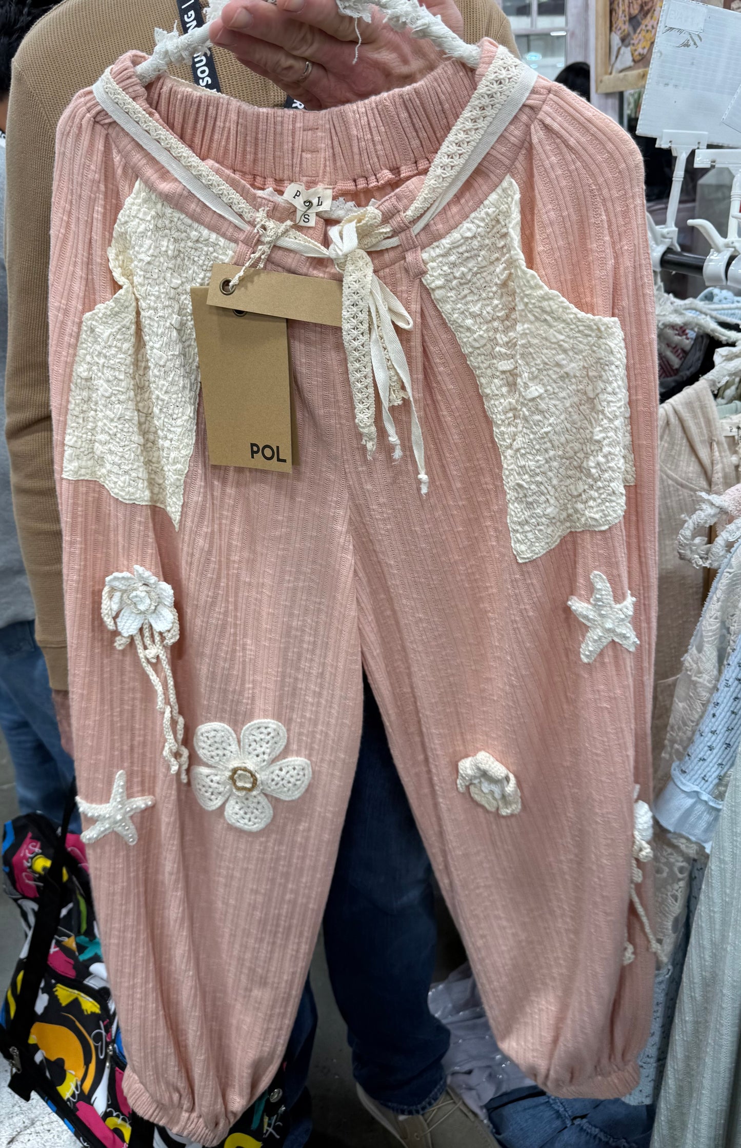 YKP260P Pink Ribbed Joggers