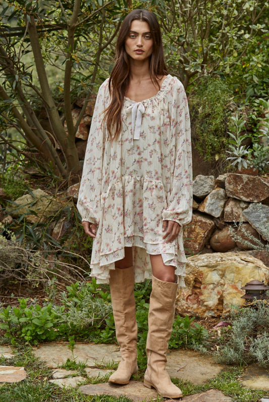 L8900 Soft Petals Flare Mini Dress