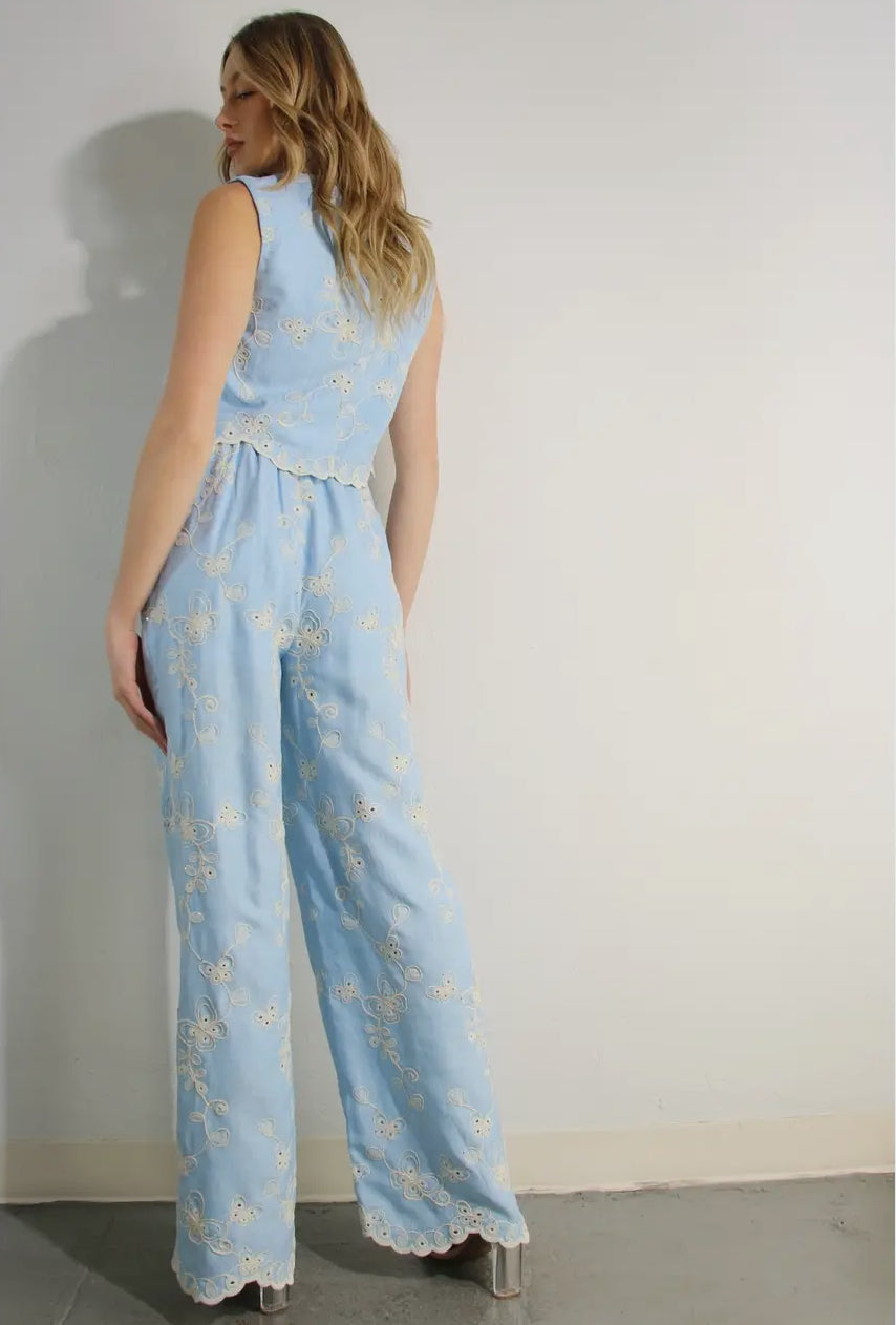 MSSE8990A-1 MULLA Linen Crop Top and Pants Set