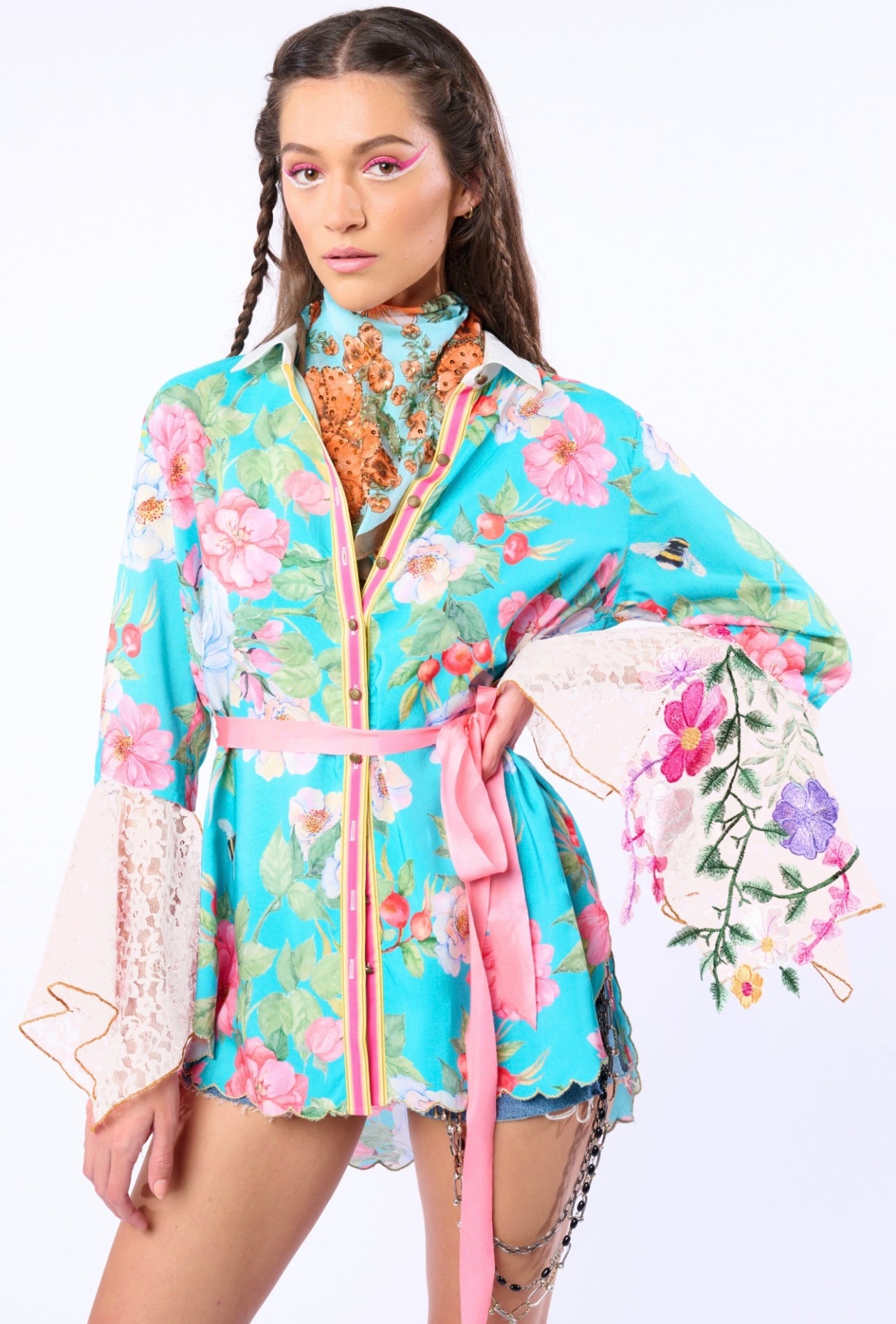 Aratta-LA Ville Rose Shirt-Aqua