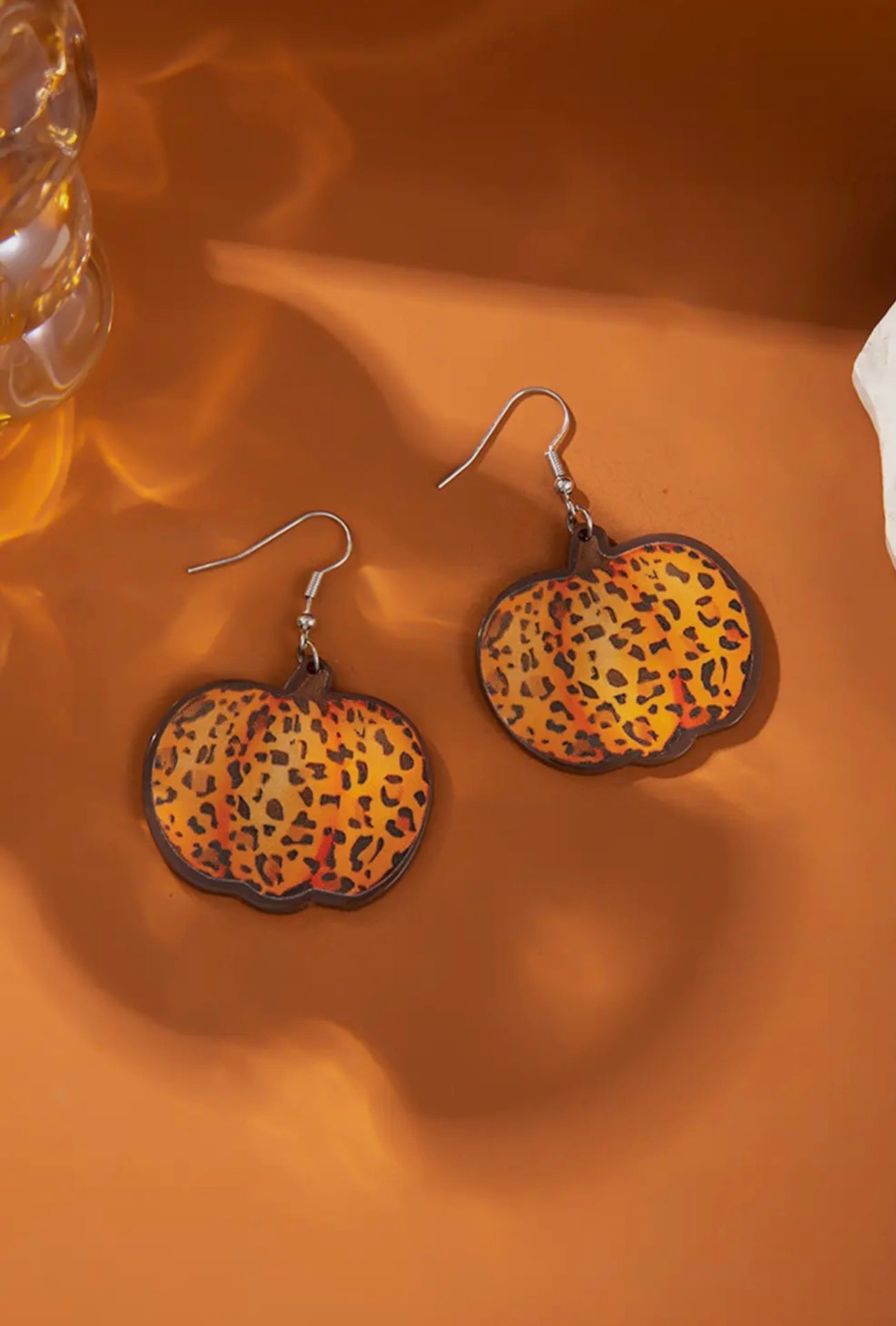 Leopard Pumpkin Open Hook Earrings