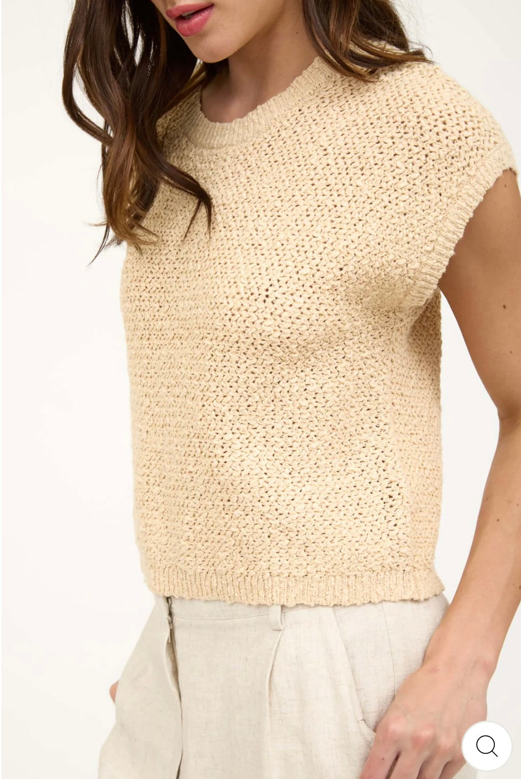 TW1642 TEXTURED KNIT CREW NECK SHORT SLEEVE PULLOVER