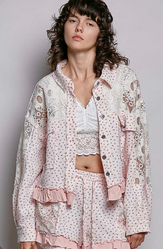 UKT743 Pink Floral Jacket