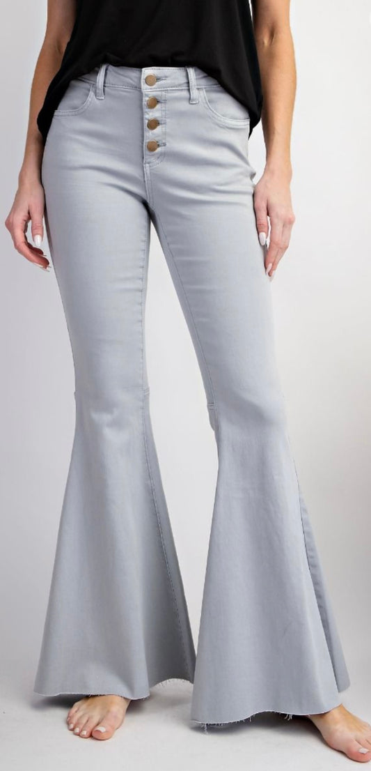 EB40957 Twill Button Up Flare leg