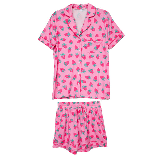 Pink Strawberry Print Loungewear Set