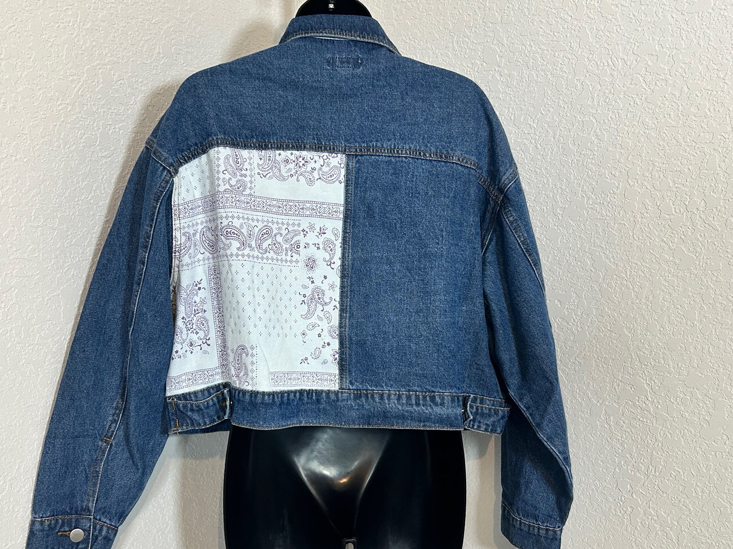 BS1002 Denim Jacket-Block White Pattern