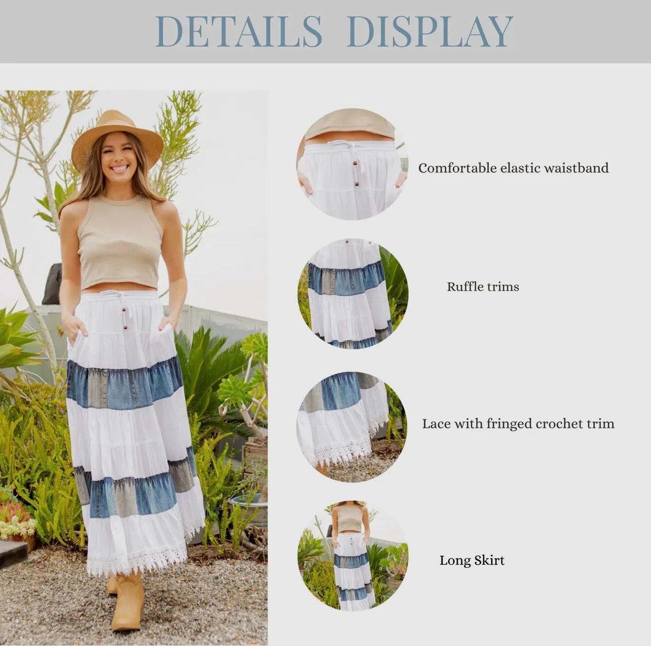 SK23105 Long Tiered Western Skirt