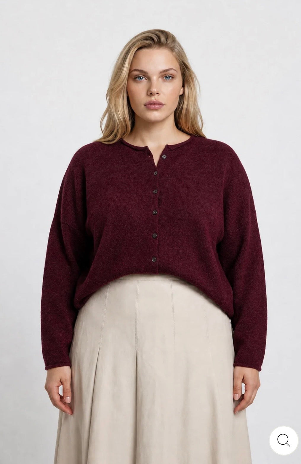 PJ5FJ1021 PLUS LIGHTWEIGHT BUTTON DOWN KNIT CARDIGAN
