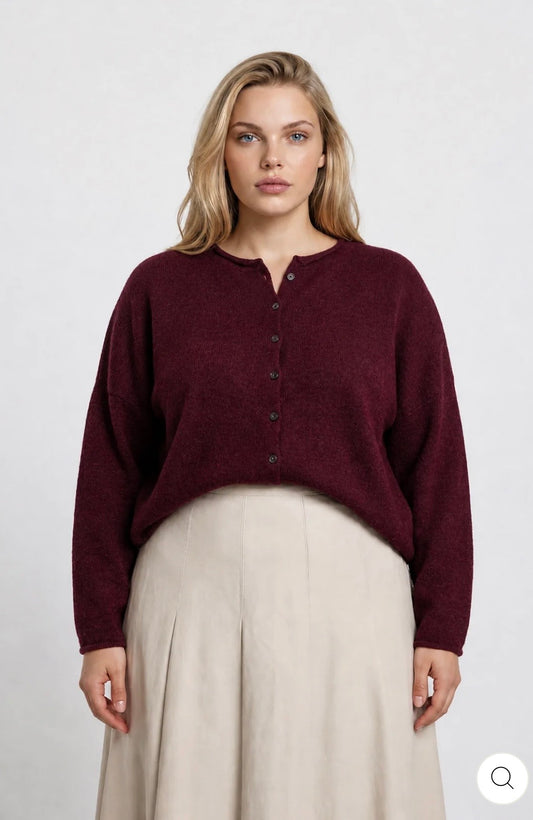PJ5FJ1021 PLUS LIGHTWEIGHT BUTTON DOWN KNIT CARDIGAN