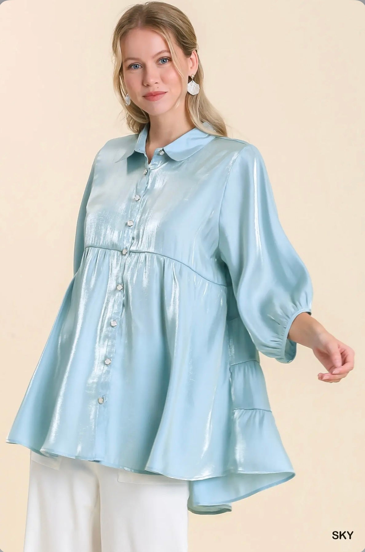 A0345 Button Down Tunic Top