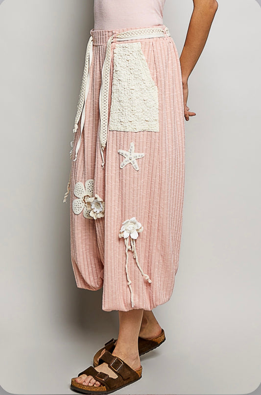 YKP260P Pink Ribbed Joggers