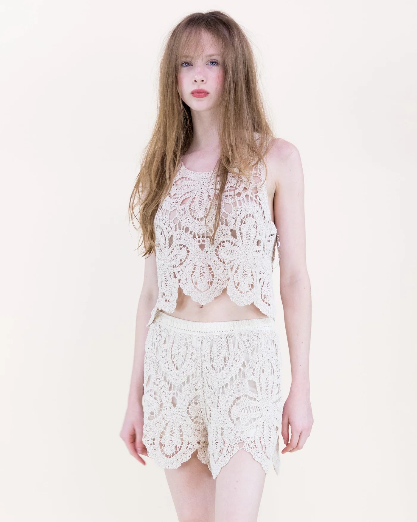 FT85775 Beach Ambrosia Scallop Crochet Tank and Short Set