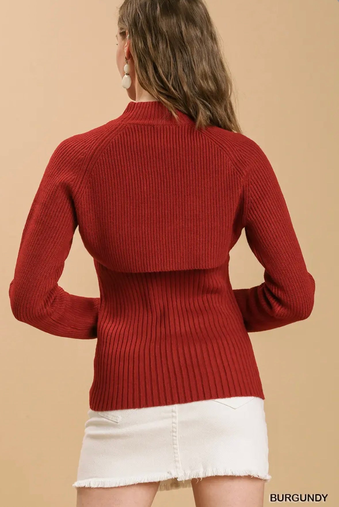 A0342 Knit V-Neck Tank Top with Cropped Pullover Sweater