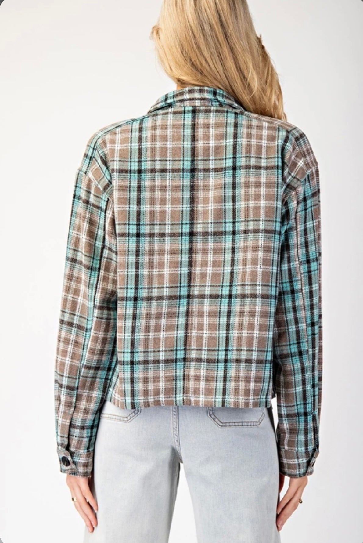 JK9095 MULTI-COLOR PLAID BUTTON DOWN SHACKET