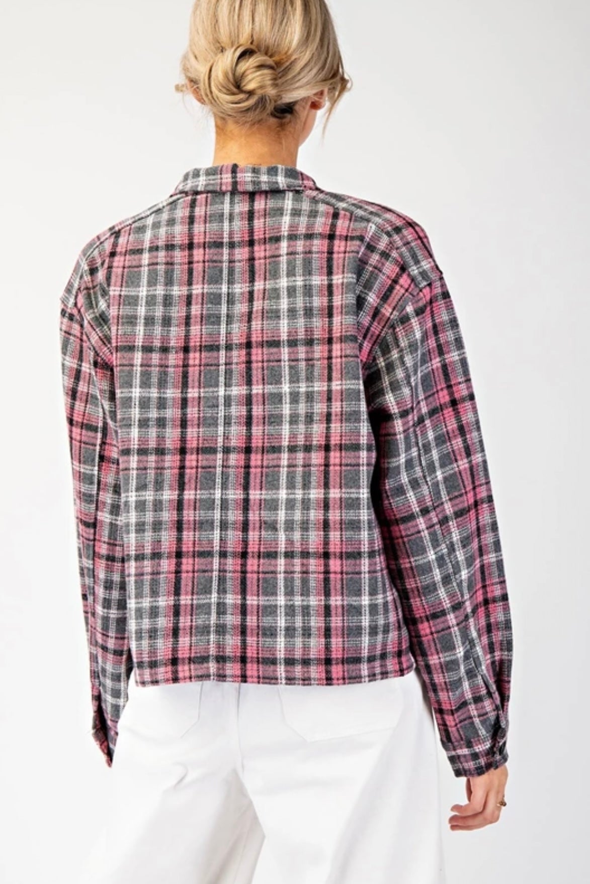 JK9095 MULTI-COLOR PLAID BUTTON DOWN SHACKET