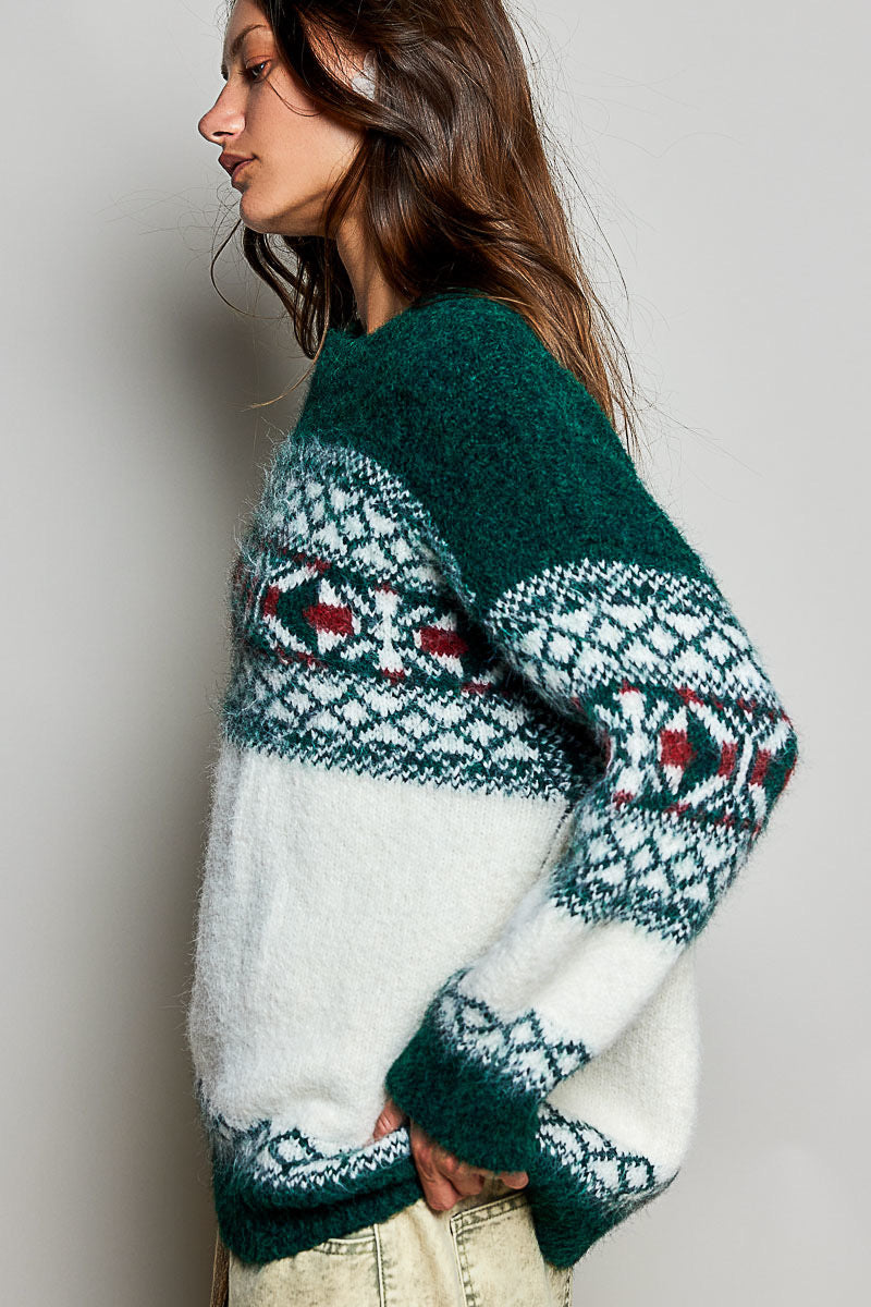 POL Fair Isle Holiday Knit Sweater