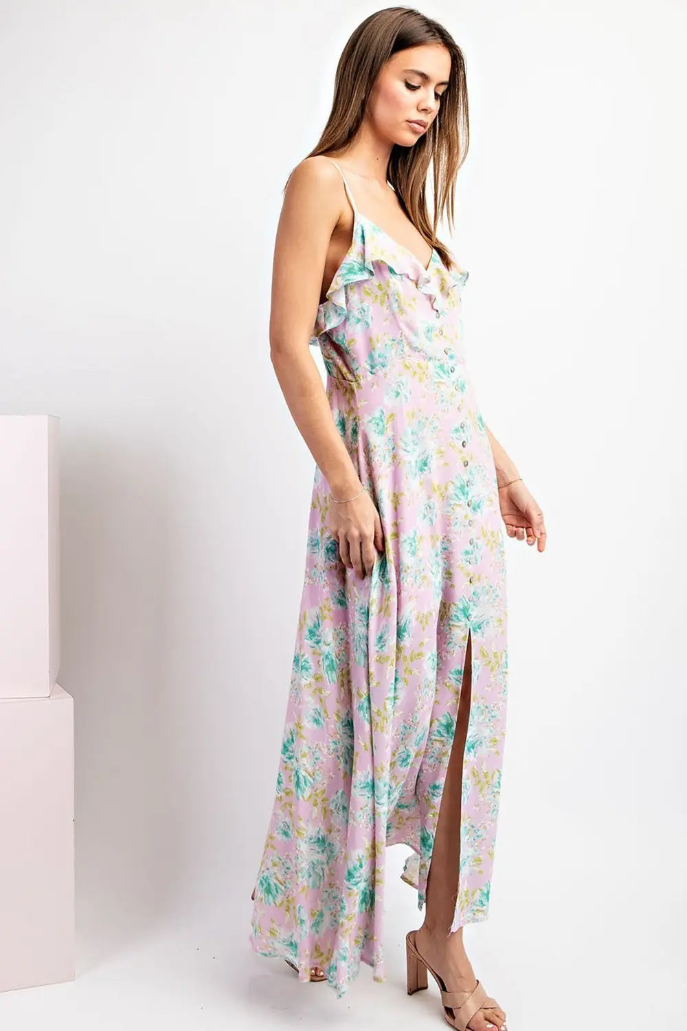 K9897 Floral Print Maxi Dress