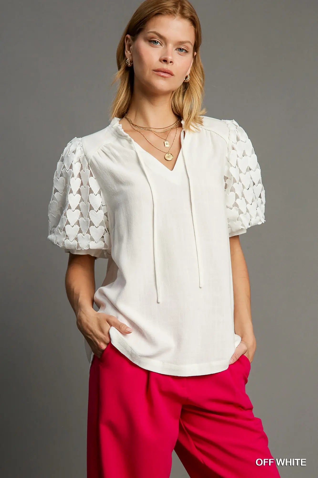 K8680 Linen Blend Front Tie Top